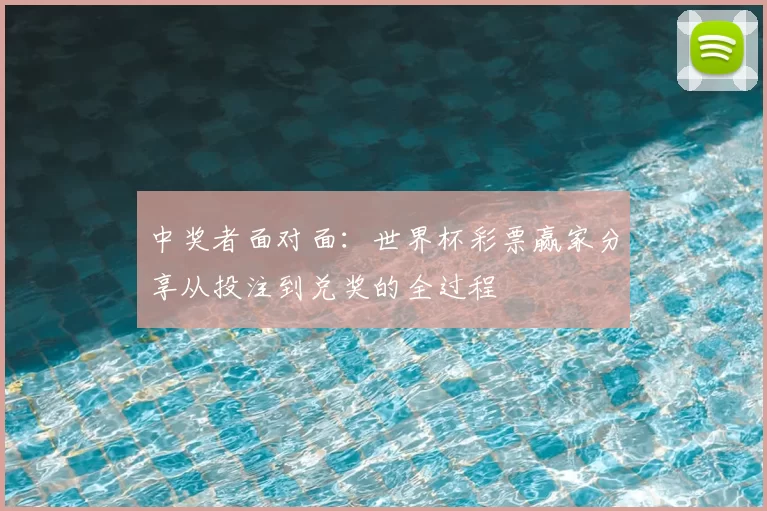 中奖者面对面：世界杯彩票赢家分享从投注到兑奖的全过程